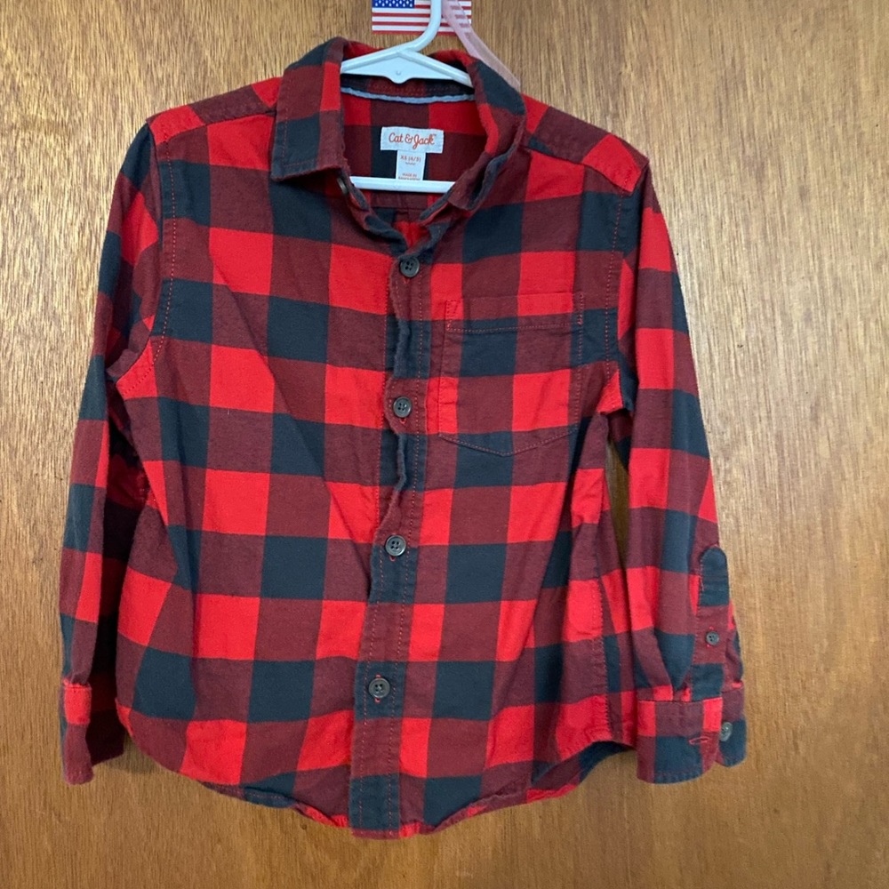 Red and black flannel by Cat & Jack size 4/5